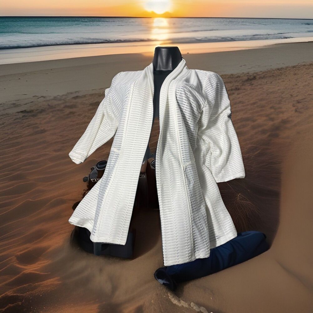 Grace Beach Cardigan Cover Up Womens Light‎ Office Wear Medium White
